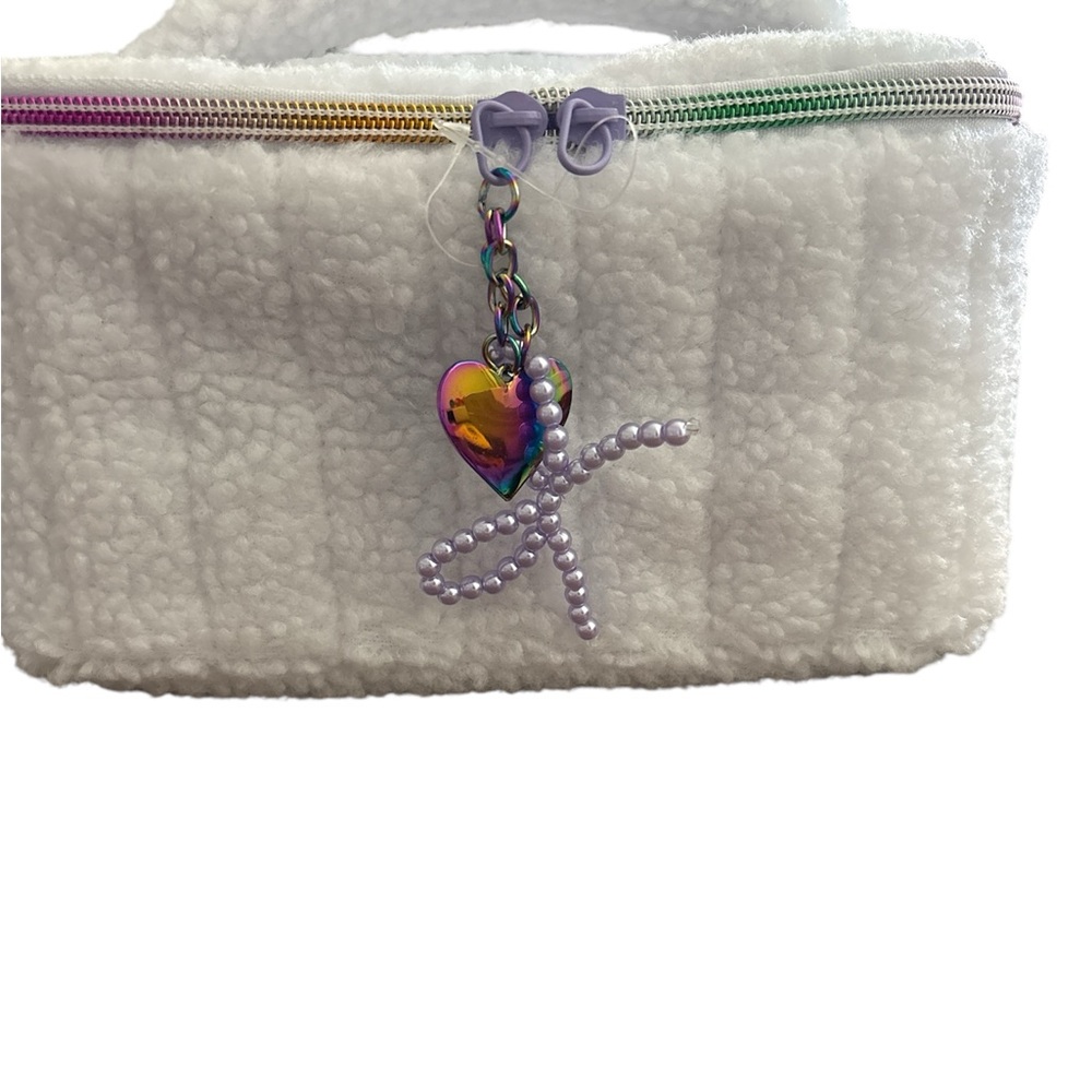 White teen girls Accessory Bag with Heart Charm / items included